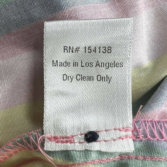 STAUD Alice Pink Colorful Rainbow Striped Poplin V-Neck Tie-Front Dress Sz 2 - Picture 13 of 14